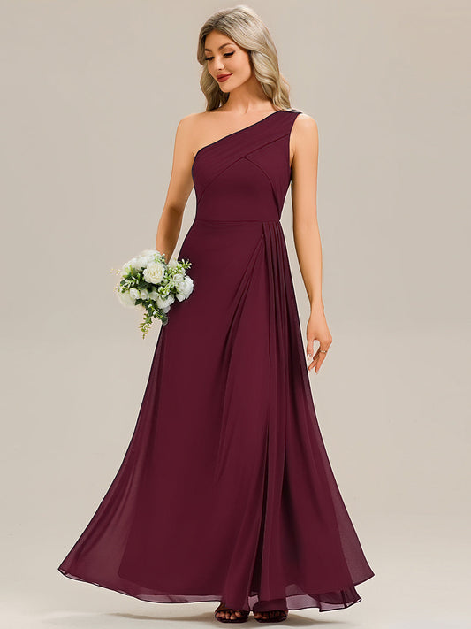 Flowing Ribbons Chiffon Sleeveless Bridesmaid Dress