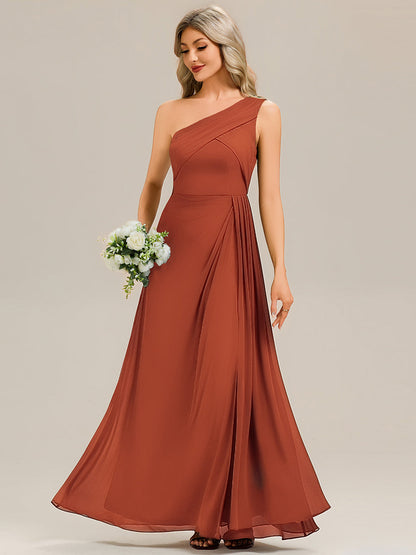 Flowing Ribbons Chiffon Sleeveless Bridesmaid Dress