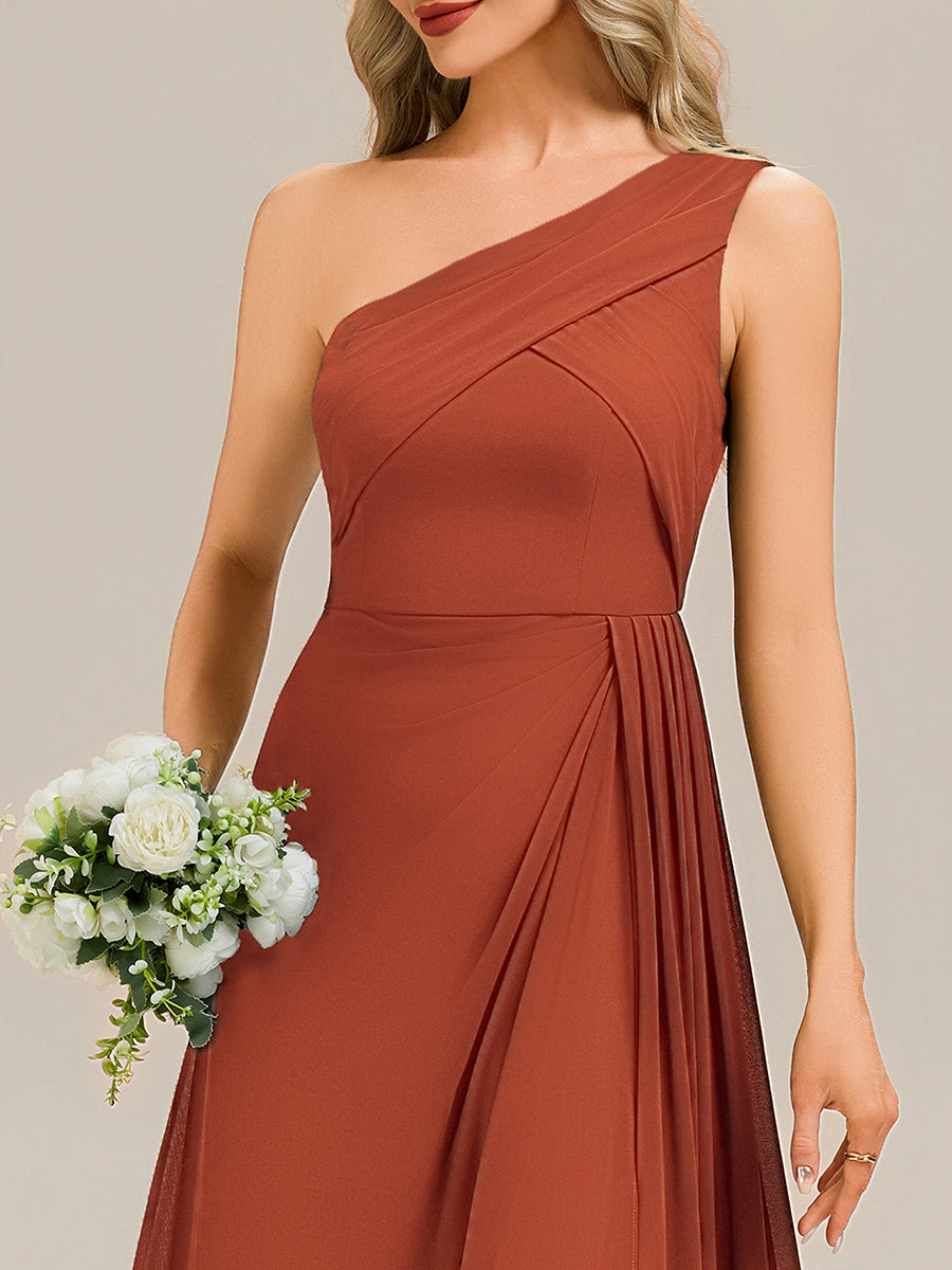 Flowing Ribbons Chiffon Sleeveless Bridesmaid Dress