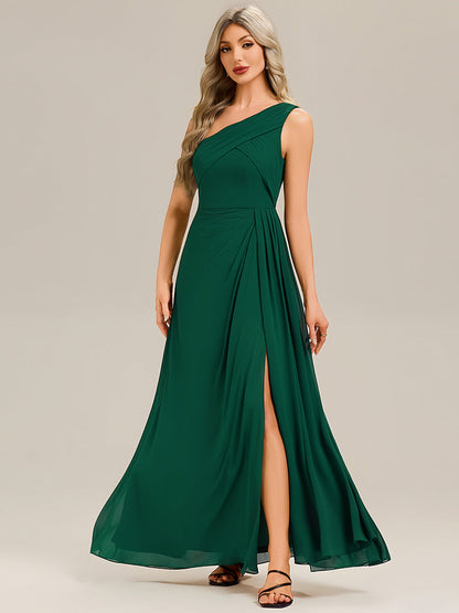 Flowing Ribbons Chiffon Sleeveless Bridesmaid Dress