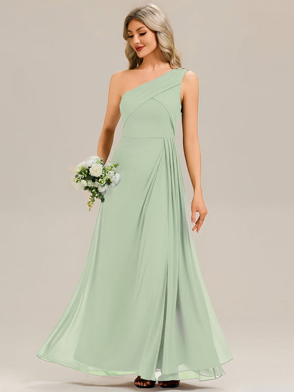 Flowing Ribbons Chiffon Sleeveless Bridesmaid Dress