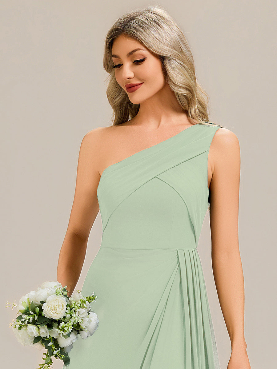 Flowing Ribbons Chiffon Sleeveless Bridesmaid Dress
