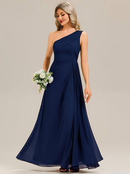Flowing Ribbons Chiffon Sleeveless Bridesmaid Dress