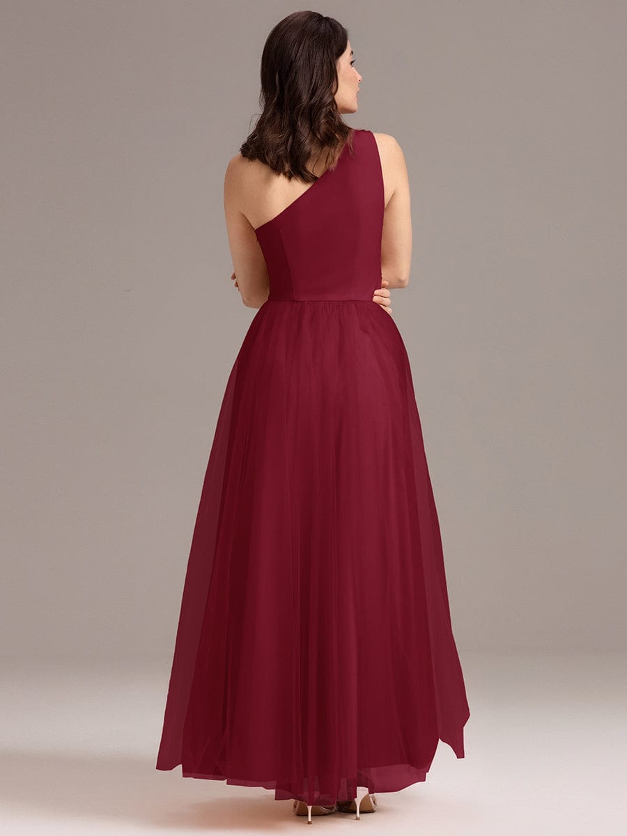 ever ARCADIA|Chic A-Line One-Shoulder Tulle Maxi Bridesmaid Dress