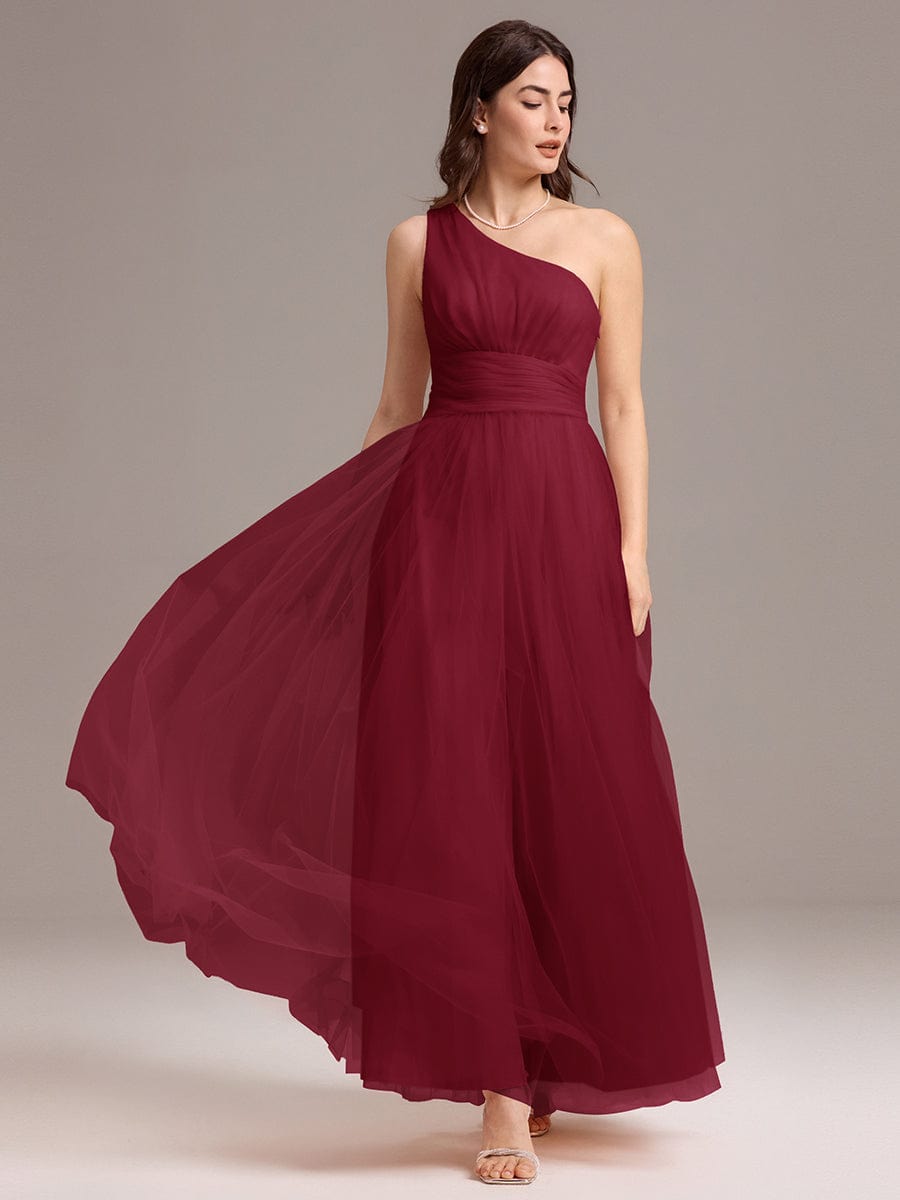 ever ARCADIA|Chic A-Line One-Shoulder Tulle Maxi Bridesmaid Dress