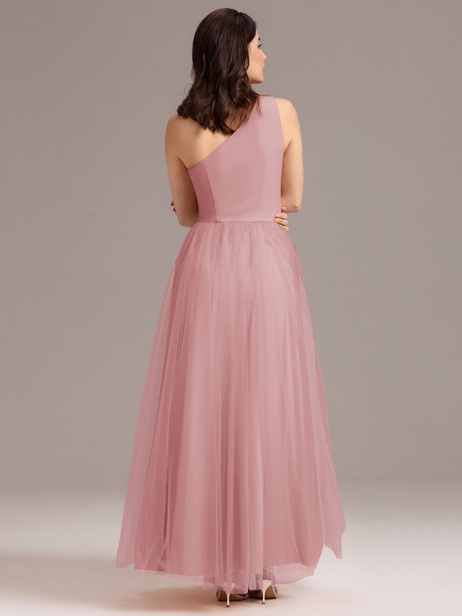 ever ARCADIA|Chic A-Line One-Shoulder Tulle Maxi Bridesmaid Dress