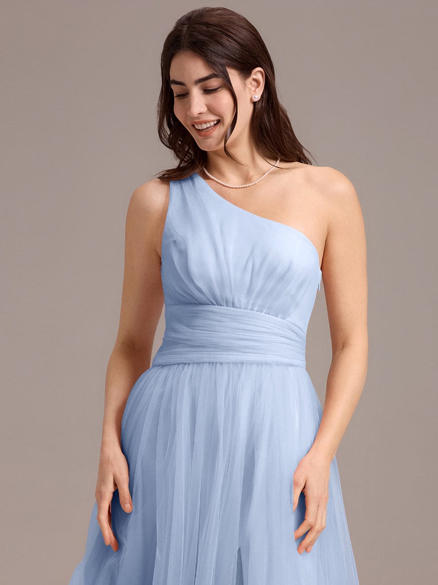 ever ARCADIA|Chic A-Line One-Shoulder Tulle Maxi Bridesmaid Dress