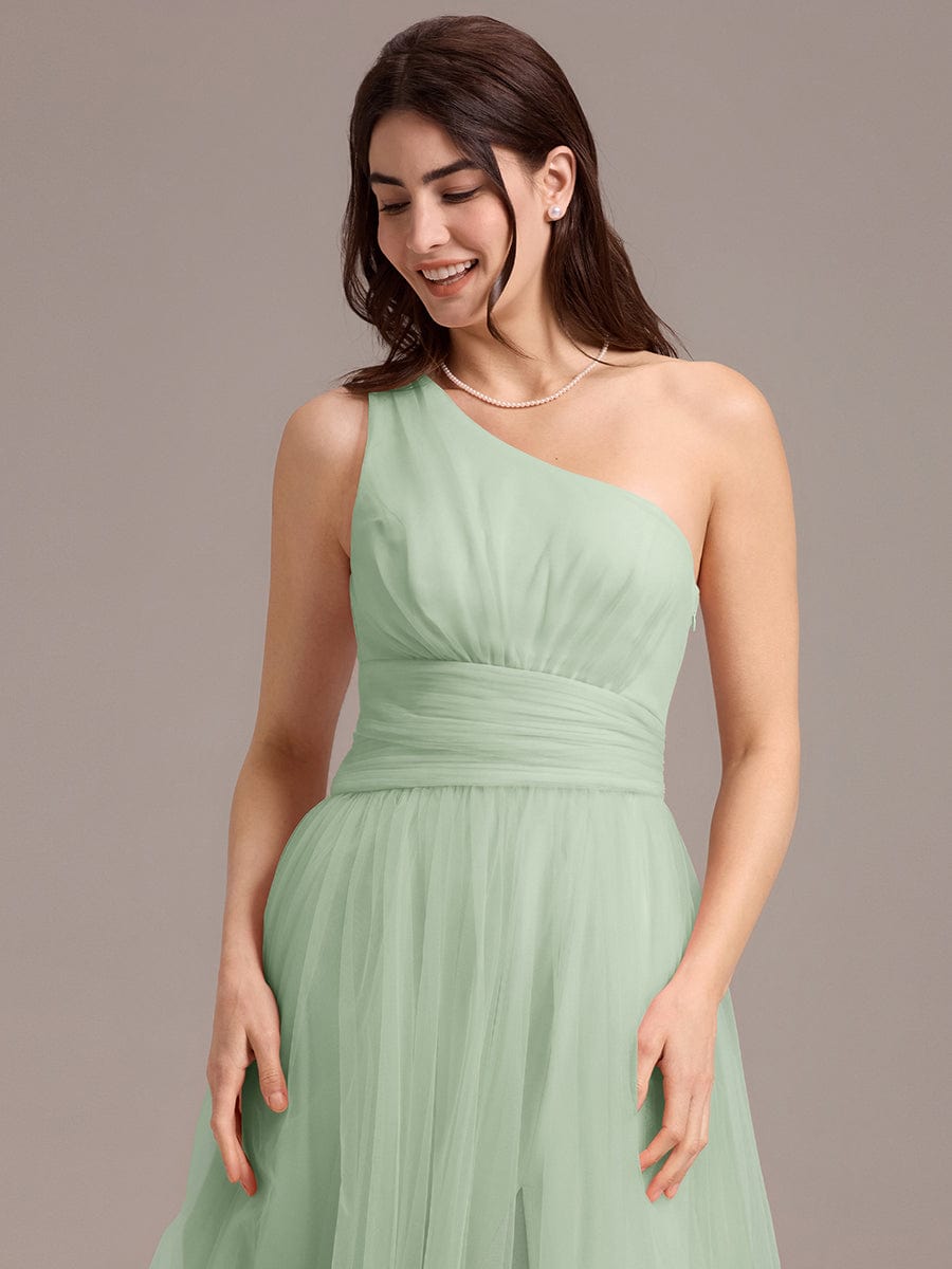 ever ARCADIA|Chic A-Line One-Shoulder Tulle Maxi Bridesmaid Dress