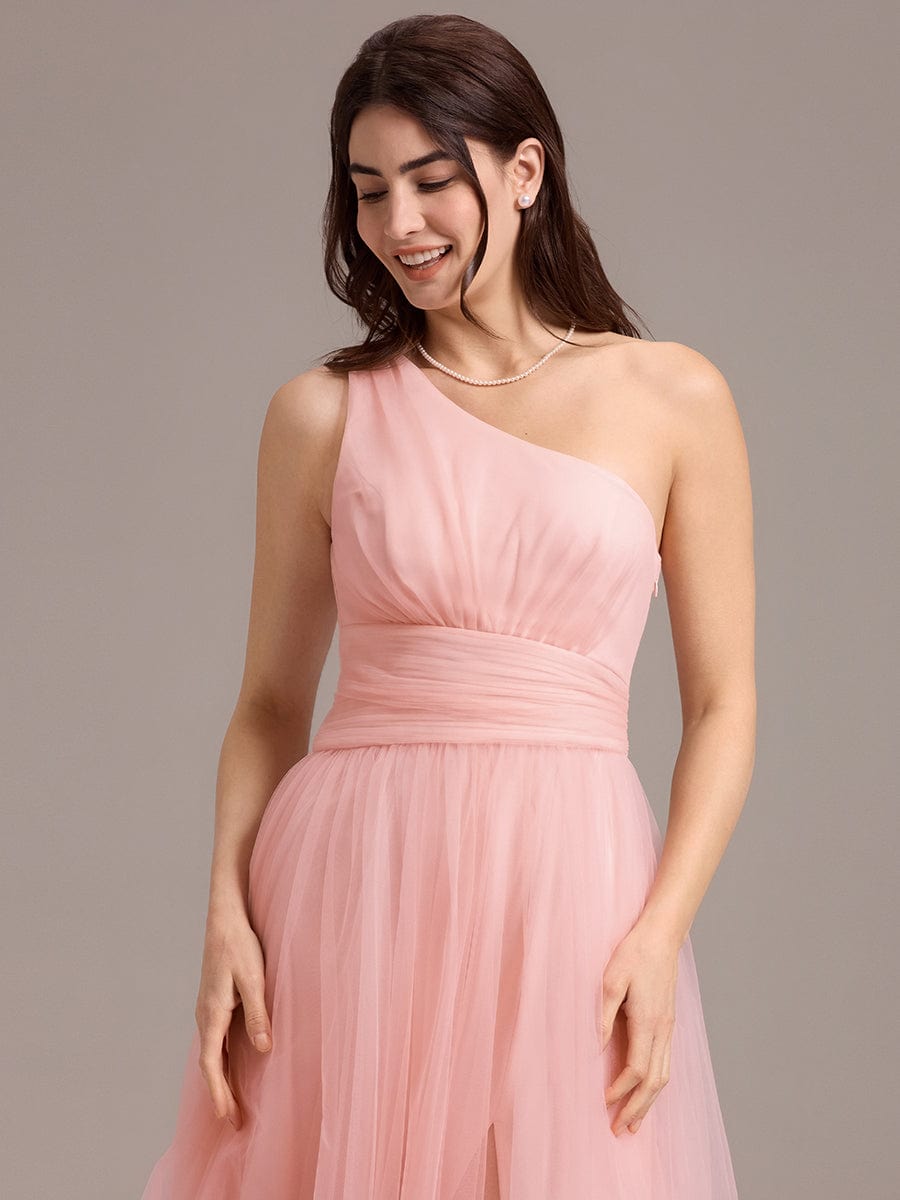 ever ARCADIA|Chic A-Line One-Shoulder Tulle Maxi Bridesmaid Dress