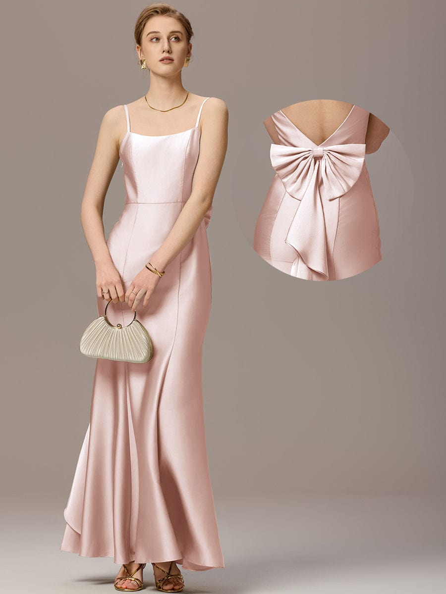 ever AVELIA|Mermaid Bow Stretch Satin Maxi Bridesmaid Dress