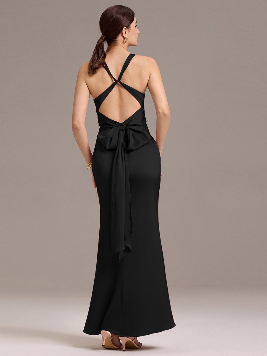 ever MINTA|Elegant Strappy Bow Back Satin Mermaid Bridesmaid Dress