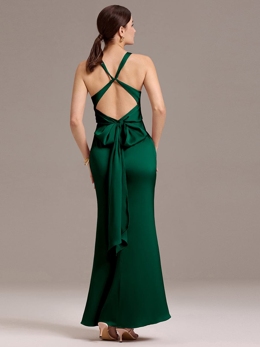 ever MINTA|Elegant Strappy Bow Back Satin Mermaid Bridesmaid Dress
