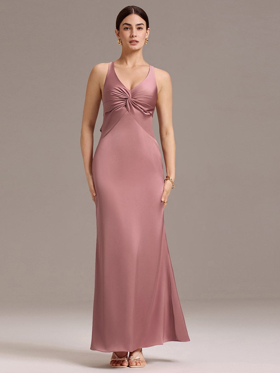 ever MINTA|Elegant Strappy Bow Back Satin Mermaid Bridesmaid Dress