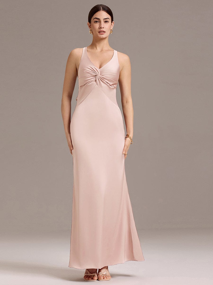 ever MINTA|Elegant Strappy Bow Back Satin Mermaid Bridesmaid Dress
