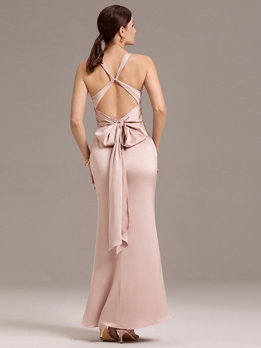 ever MINTA|Elegant Strappy Bow Back Satin Mermaid Bridesmaid Dress