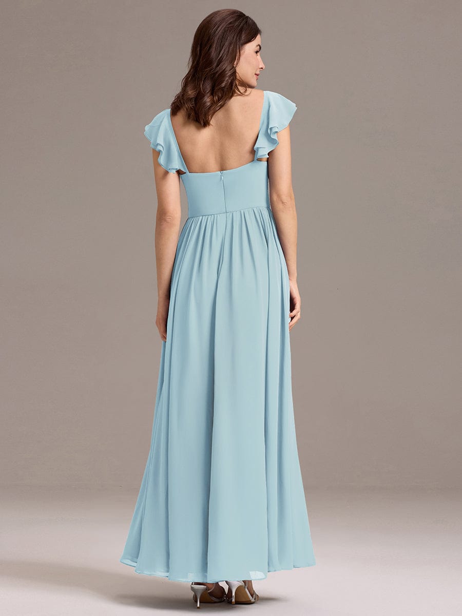 ever CLARKE|Chiffon A-Line Ruffles Cap Sleeve Bridesmaid Dress with Side Slit