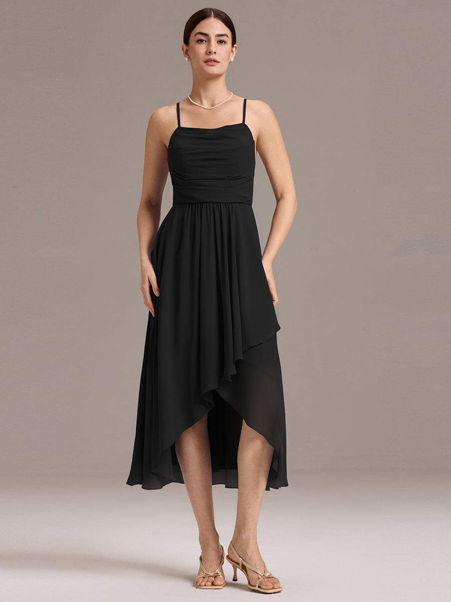 ever ARLYS|Asymmetrical Hem Strappy Chiffon A-Line Backless Bridesmaid Dress