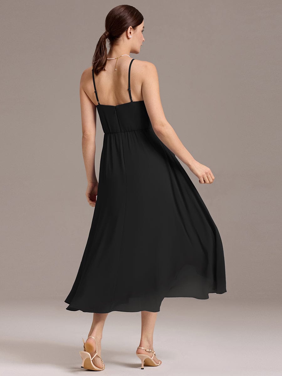 ever ARLYS|Asymmetrical Hem Strappy Chiffon A-Line Backless Bridesmaid Dress