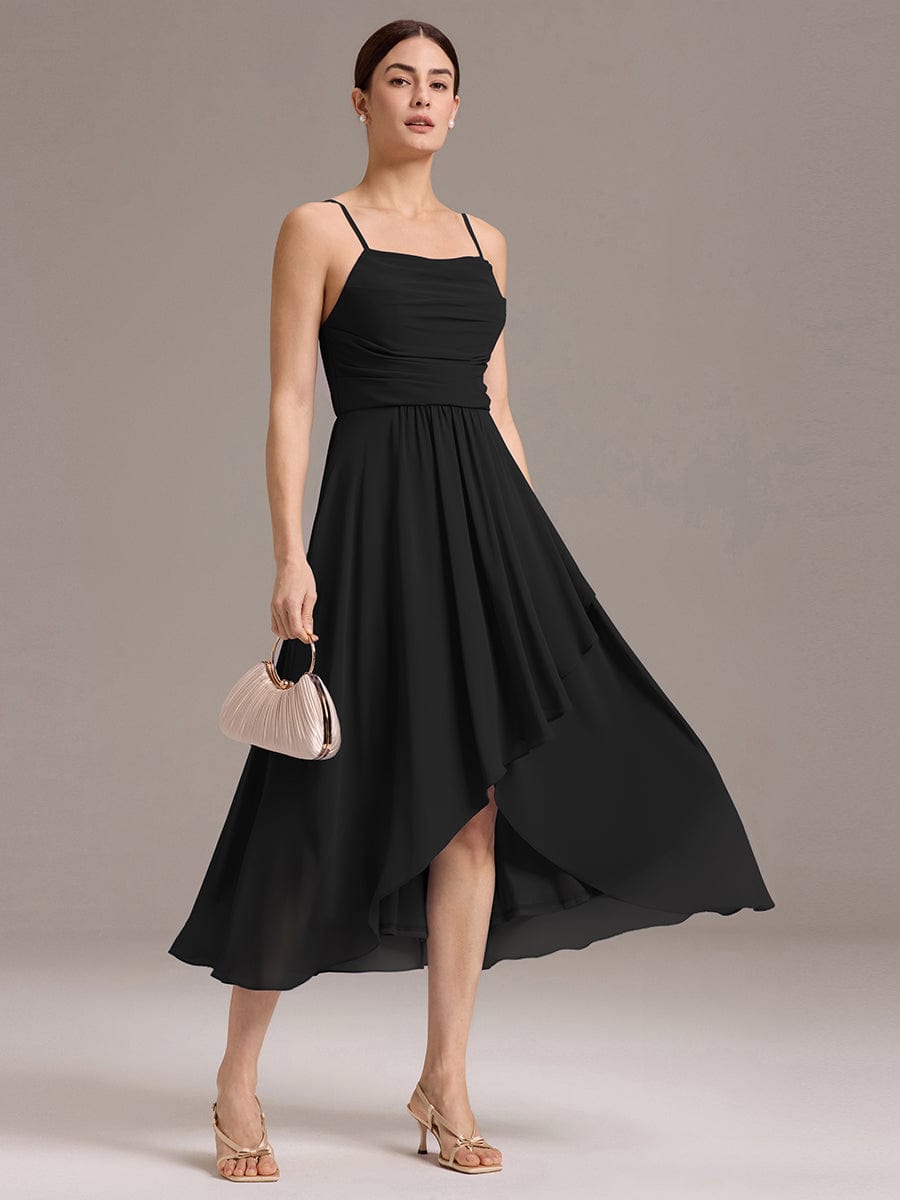 ever ARLYS|Asymmetrical Hem Strappy Chiffon A-Line Backless Bridesmaid Dress