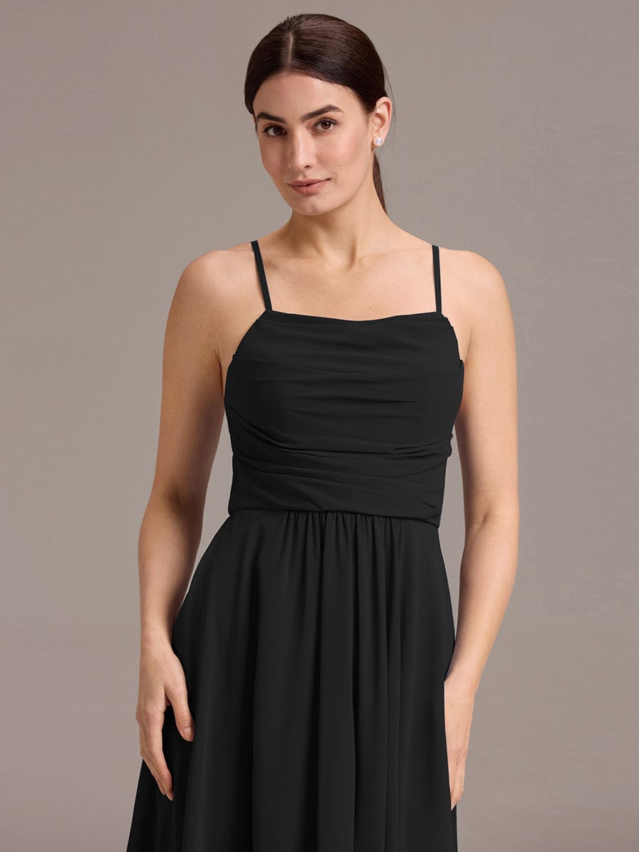 ever ARLYS|Asymmetrical Hem Strappy Chiffon A-Line Backless Bridesmaid Dress