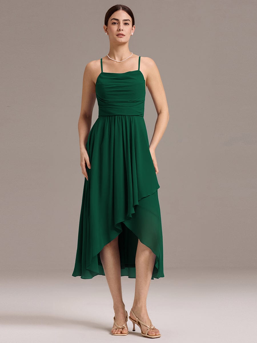 ever ARLYS|Asymmetrical Hem Strappy Chiffon A-Line Backless Bridesmaid Dress