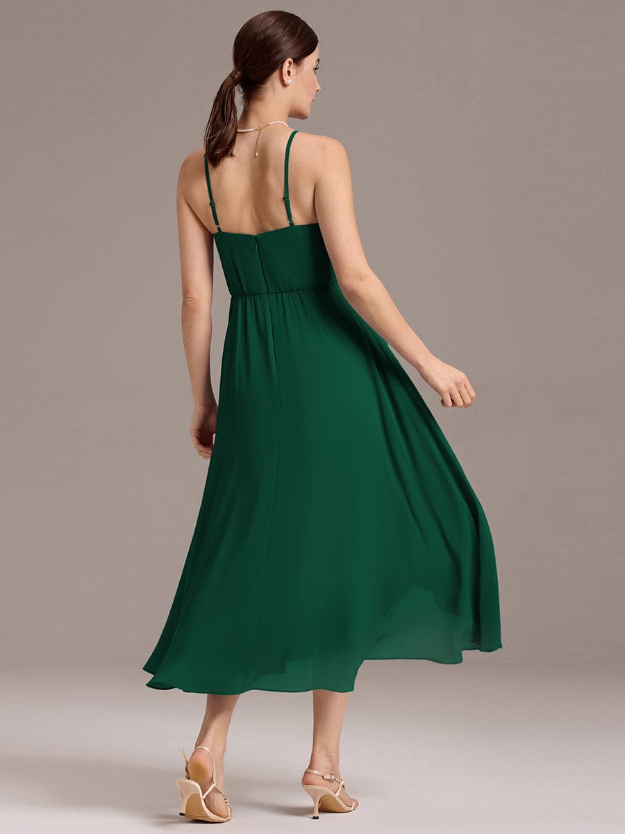 ever ARLYS|Asymmetrical Hem Strappy Chiffon A-Line Backless Bridesmaid Dress