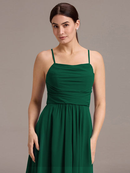 ever ARLYS|Asymmetrical Hem Strappy Chiffon A-Line Backless Bridesmaid Dress