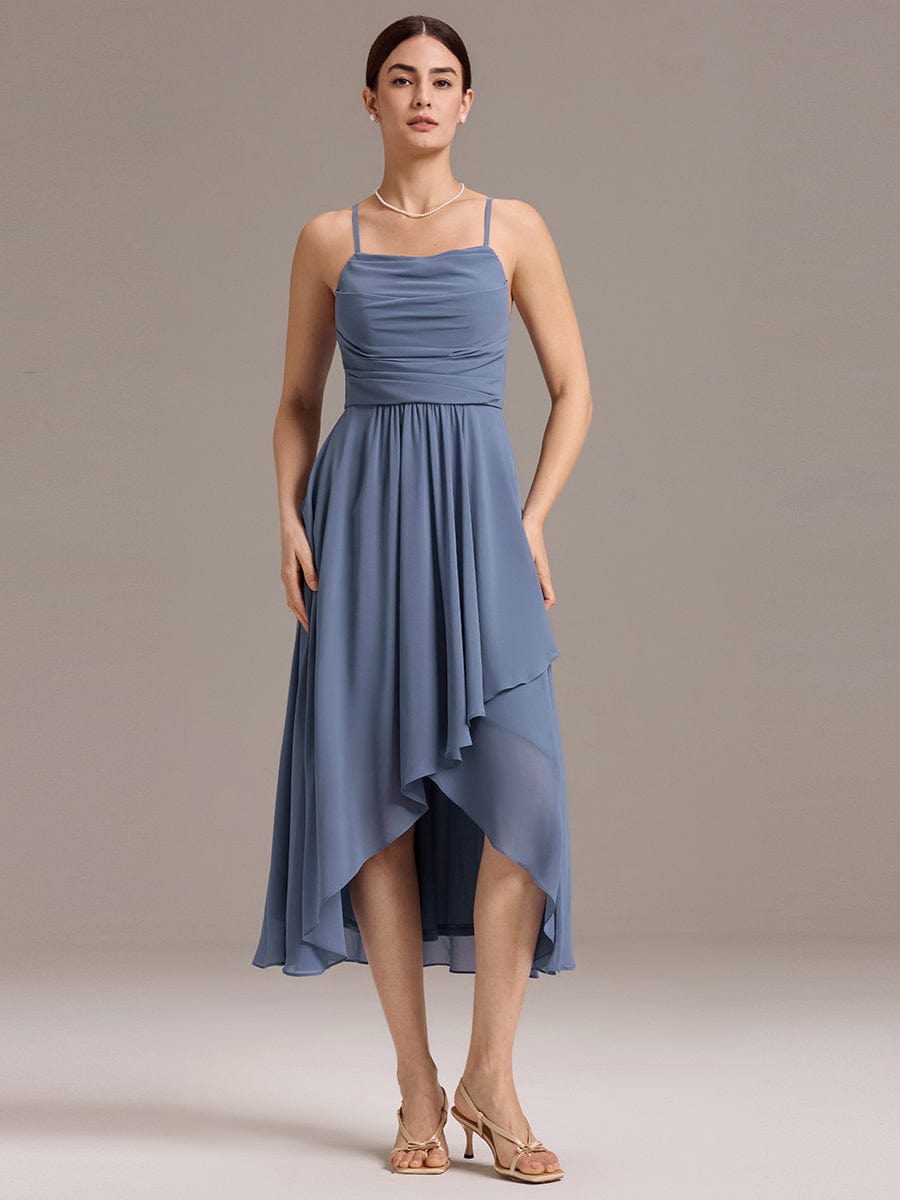 ever ARLYS|Asymmetrical Hem Strappy Chiffon A-Line Backless Bridesmaid Dress