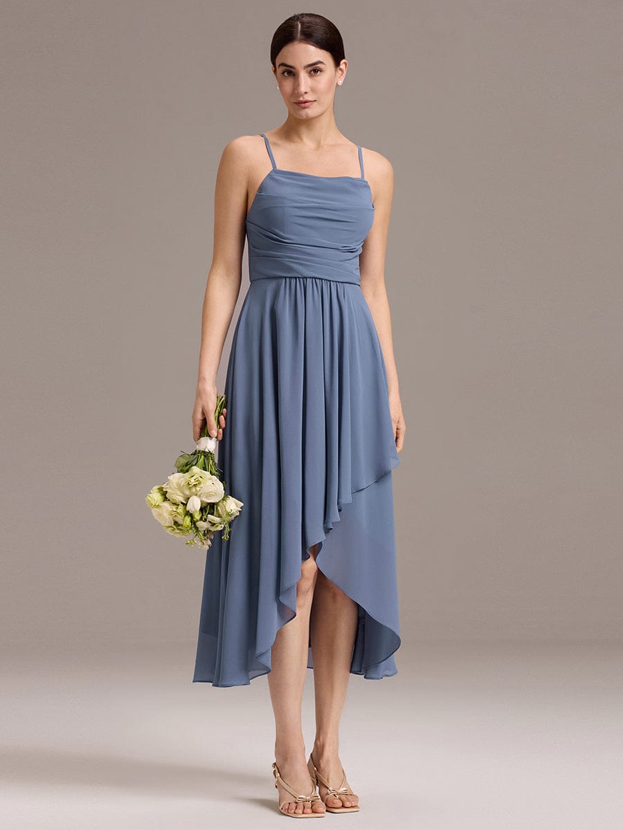 ever ARLYS|Asymmetrical Hem Strappy Chiffon A-Line Backless Bridesmaid Dress