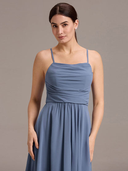 ever ARLYS|Asymmetrical Hem Strappy Chiffon A-Line Backless Bridesmaid Dress