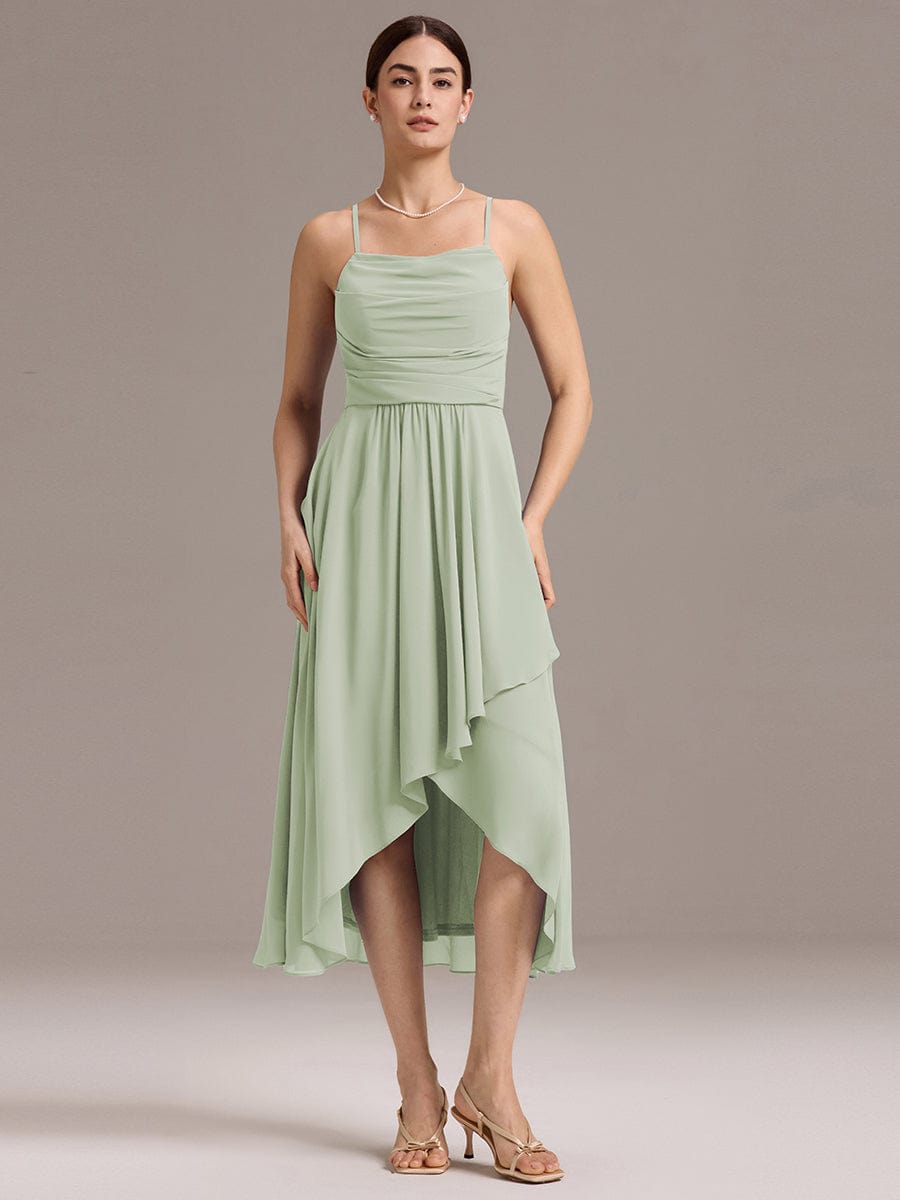 ever ARLYS|Asymmetrical Hem Strappy Chiffon A-Line Backless Bridesmaid Dress