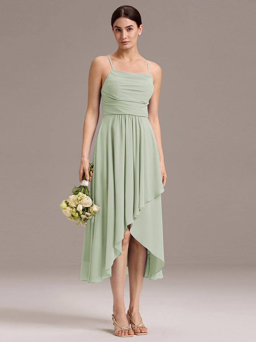 ever ARLYS|Asymmetrical Hem Strappy Chiffon A-Line Backless Bridesmaid Dress