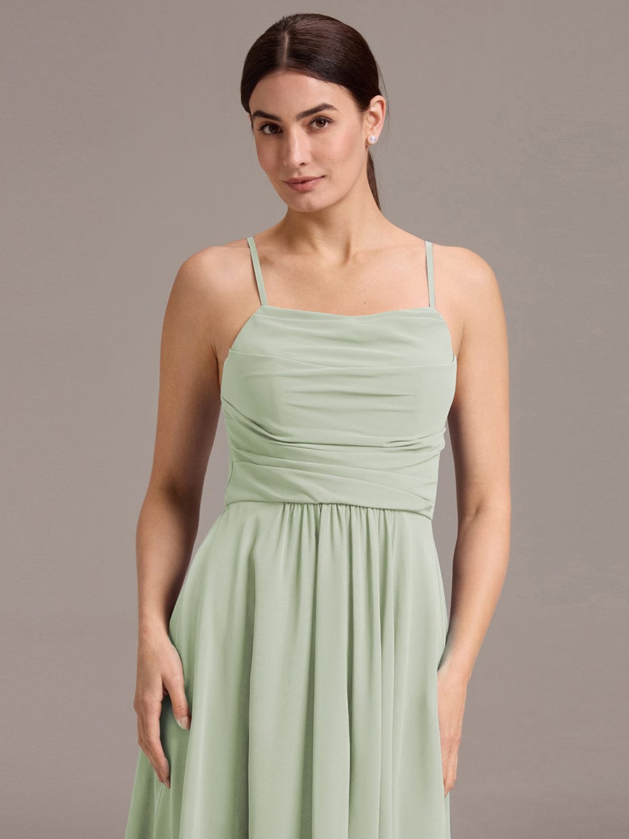 ever ARLYS|Asymmetrical Hem Strappy Chiffon A-Line Backless Bridesmaid Dress