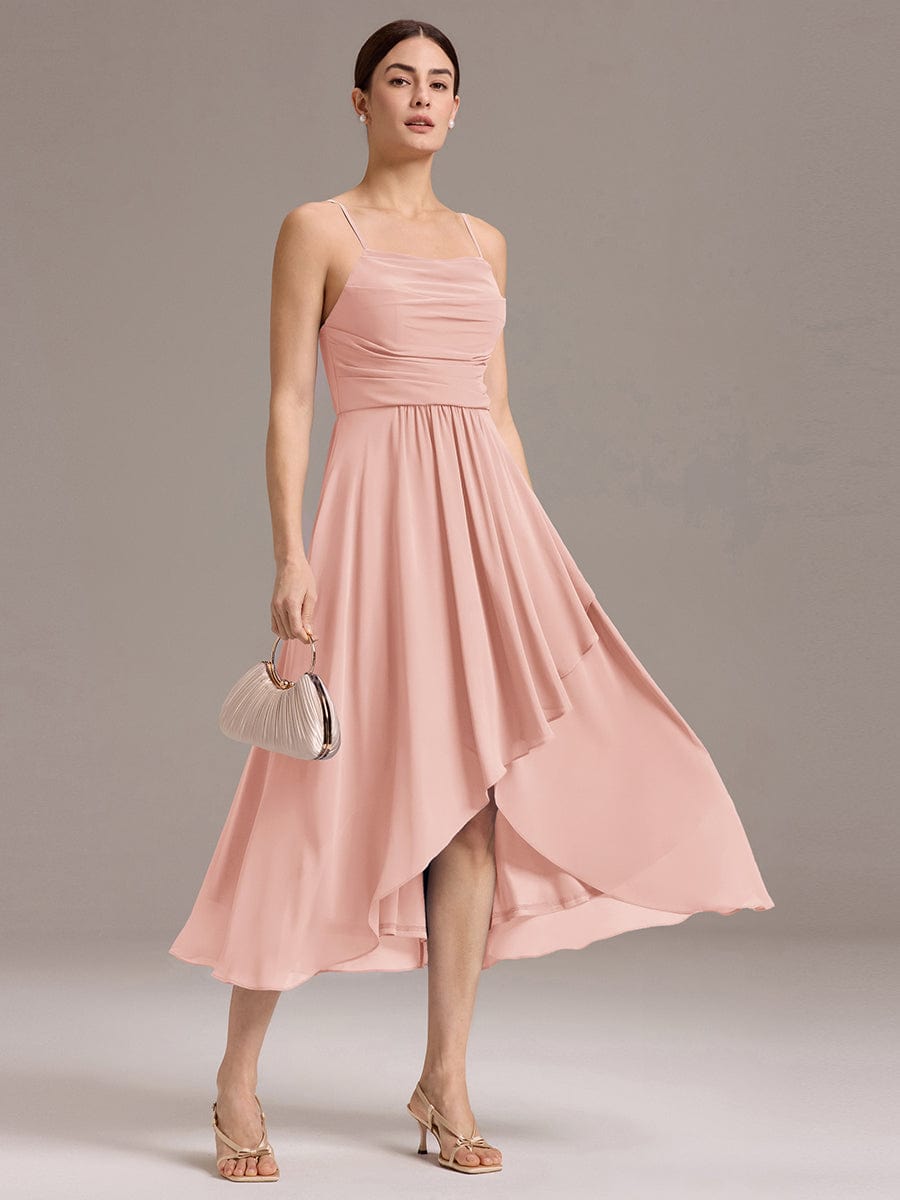 ever ARLYS|Asymmetrical Hem Strappy Chiffon A-Line Backless Bridesmaid Dress