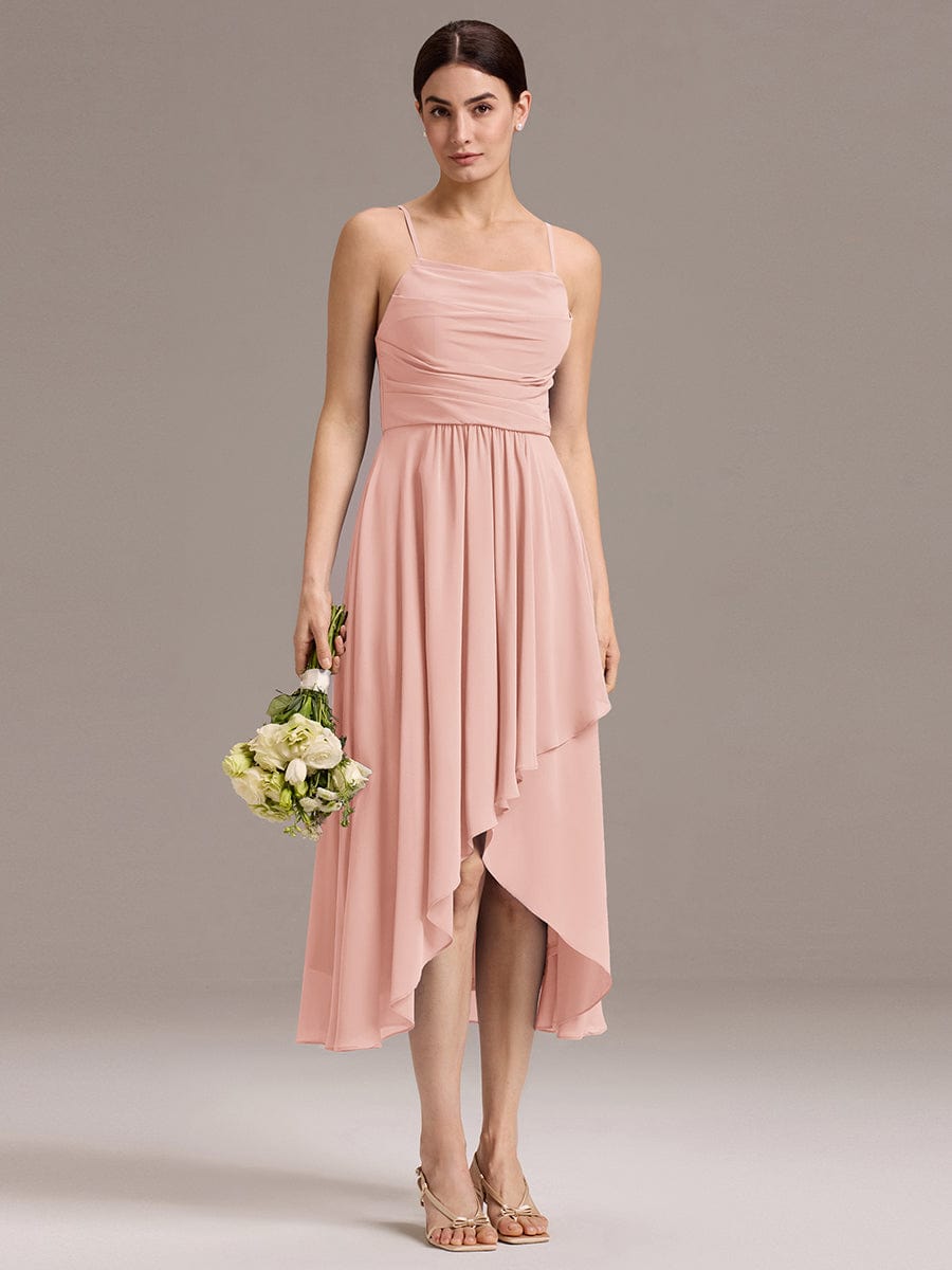 ever ARLYS|Asymmetrical Hem Strappy Chiffon A-Line Backless Bridesmaid Dress
