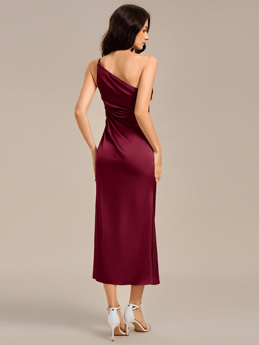 ever REIKO|Satin One Shoulder Ruched Side Split Mermaid Bridesmaid Dress