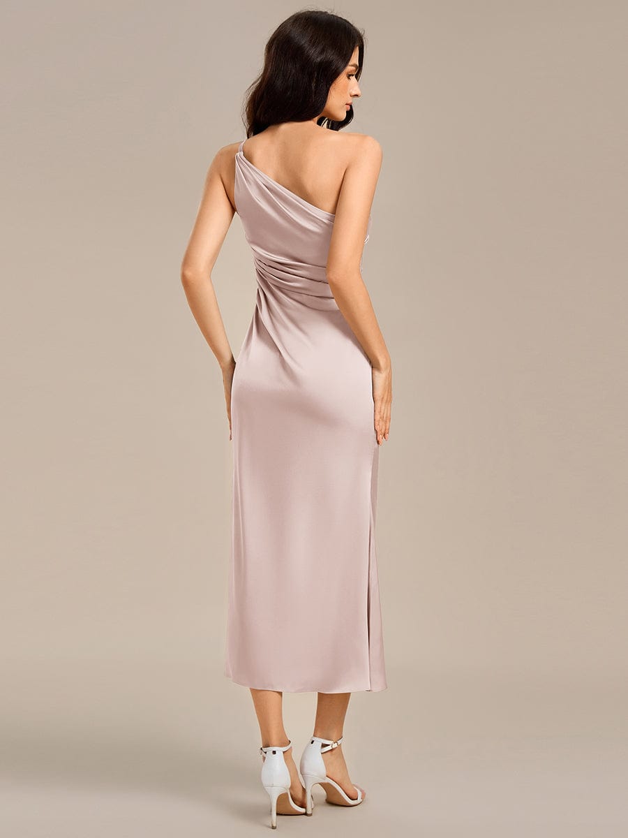 ever REIKO|Satin One Shoulder Ruched Side Split Mermaid Bridesmaid Dress