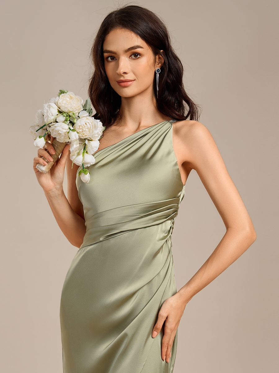 ever REIKO|Satin One Shoulder Ruched Side Split Mermaid Bridesmaid Dress