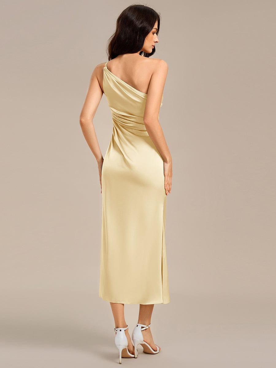 ever REIKO|Satin One Shoulder Ruched Side Split Mermaid Bridesmaid Dress