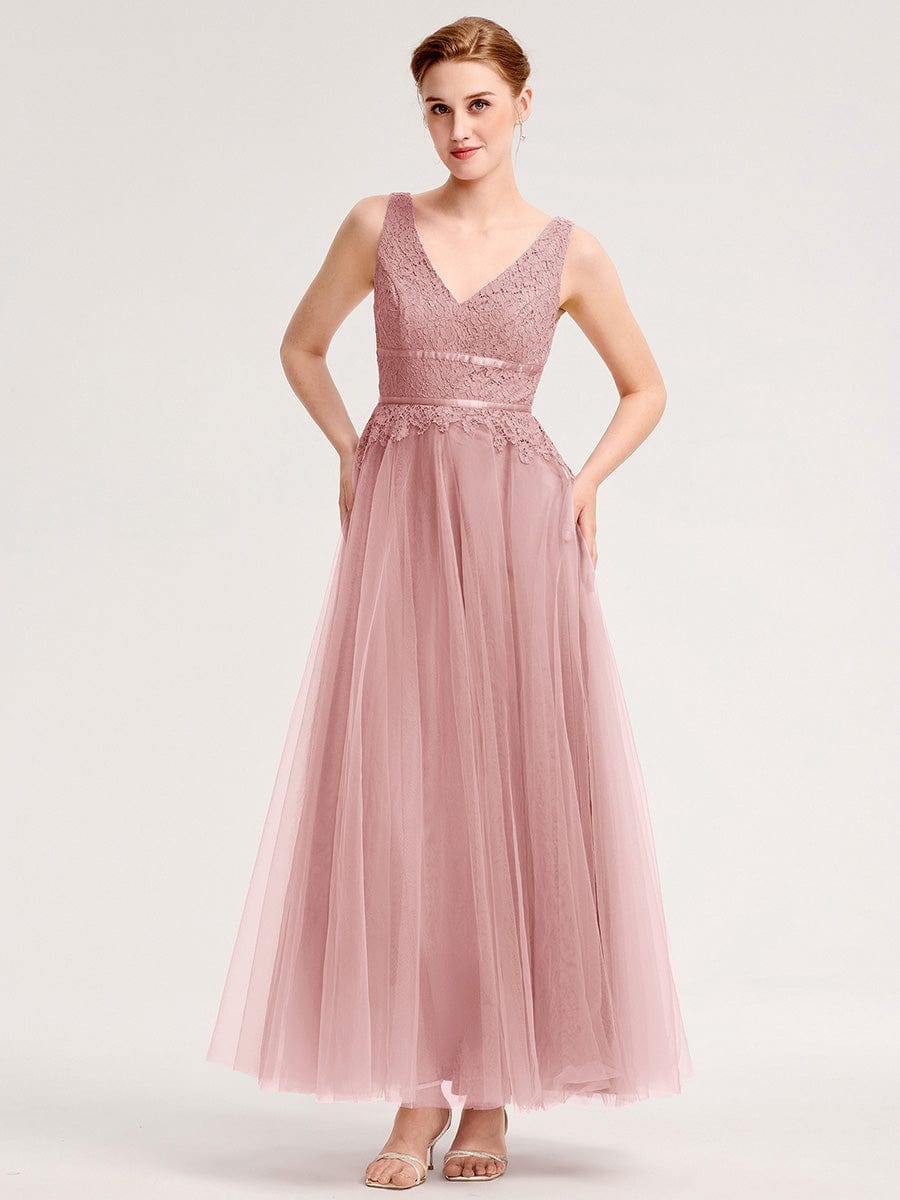 ever ELIA|Applique Tulle Sleeveless Bridesmaid Dress