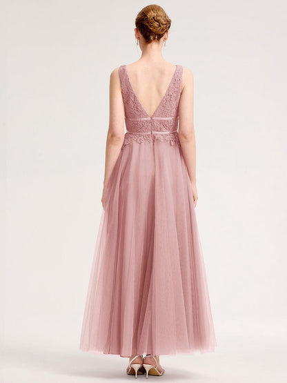 ever ELIA|Applique Tulle Sleeveless Bridesmaid Dress