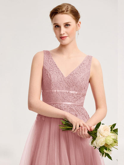 ever ELIA|Applique Tulle Sleeveless Bridesmaid Dress