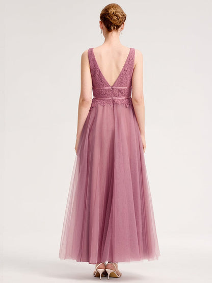 ever ELIA|Applique Tulle Sleeveless Bridesmaid Dress