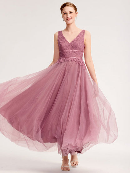 ever ELIA|Applique Tulle Sleeveless Bridesmaid Dress