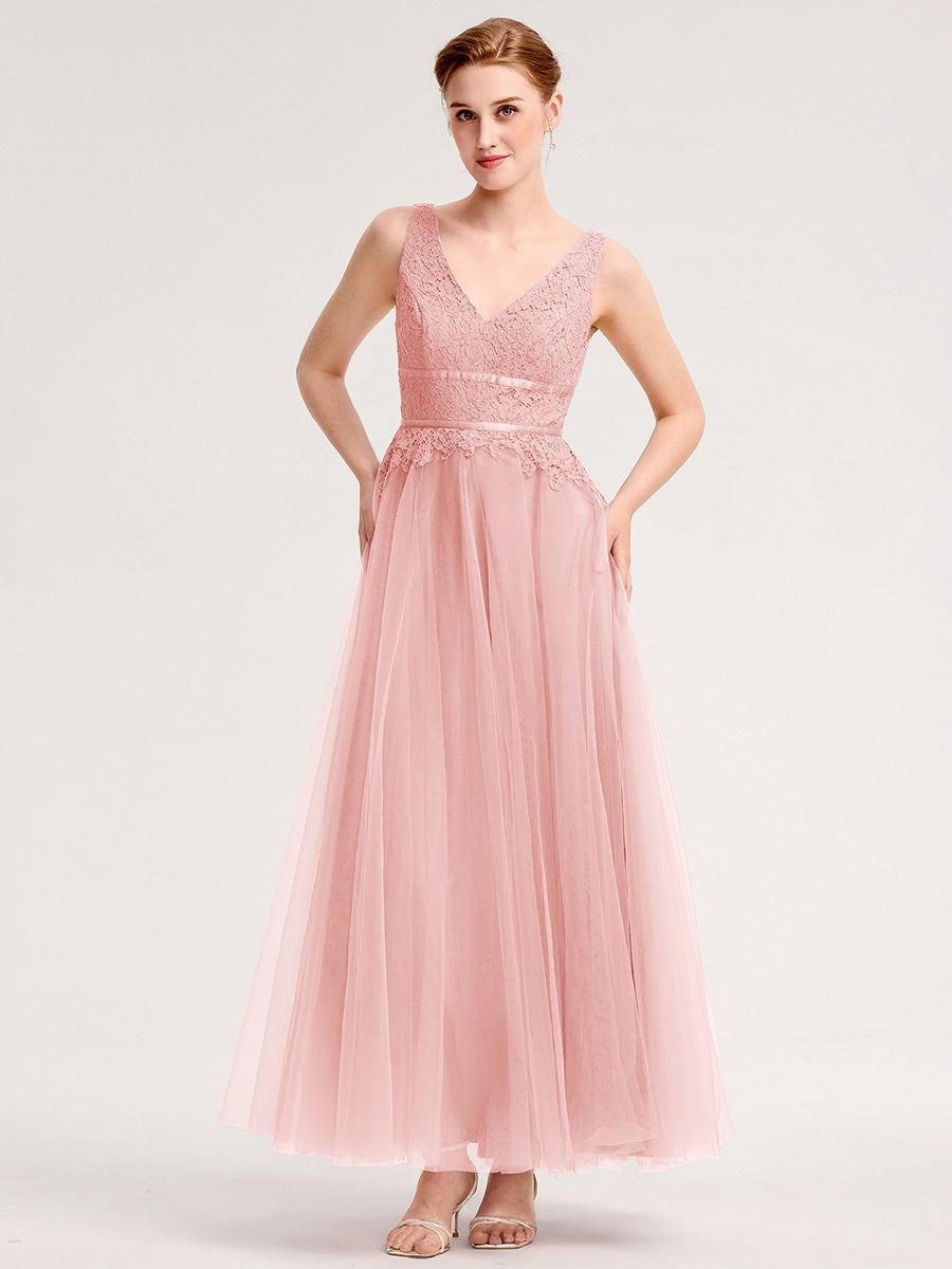 ever ELIA|Applique Tulle Sleeveless Bridesmaid Dress