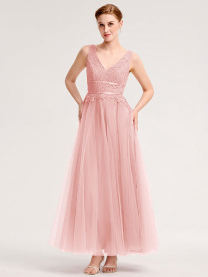 ever ELIA|Applique Tulle Sleeveless Bridesmaid Dress