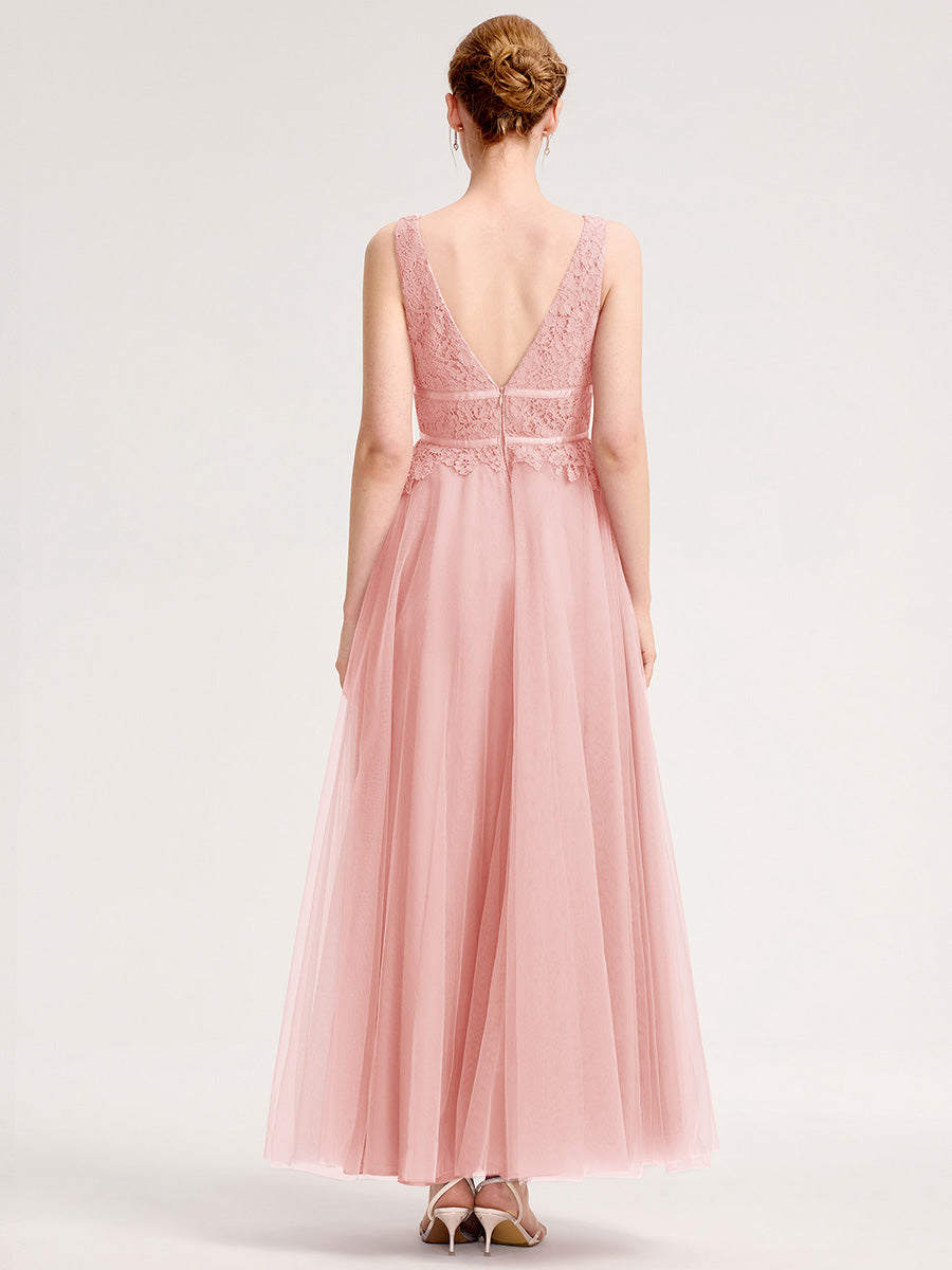 ever ELIA|Applique Tulle Sleeveless Bridesmaid Dress