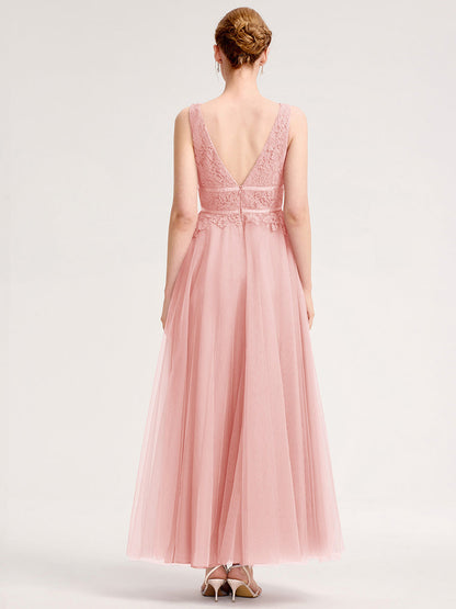 ever ELIA|Applique Tulle Sleeveless Bridesmaid Dress