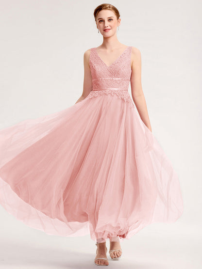 ever ELIA|Applique Tulle Sleeveless Bridesmaid Dress