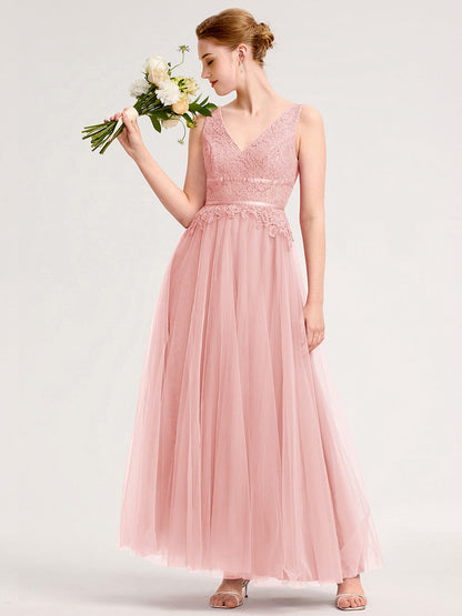 ever ELIA|Applique Tulle Sleeveless Bridesmaid Dress